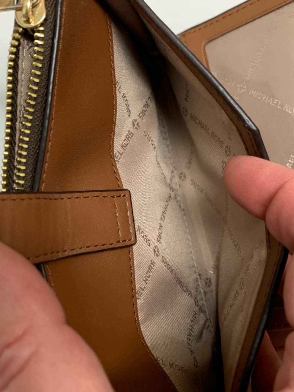 MICHAEL KORS Jet Set Double Zip Wristlet Wallet Brown Monogram Signature Print - Picture 12 of 16
